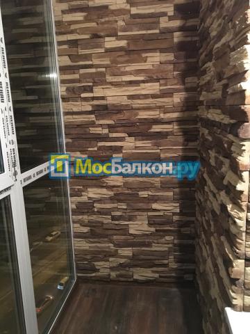 Отделка панорамной лоджии камнем